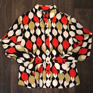 Lafayette 148 Long Sleeve blouse 100% silk size 10